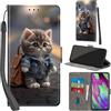 Haninsuze Cover per Samsung Galaxy A40 Custodia Cover Pelle Libro Portafoglio con Porta Carte Magnetica Protezione Antiurto Cuoio Flip Case Custodia Cover per Samsung A40, Gatto