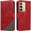 XINNI Cover per Realme C75 4G/Realme 14X 5G Custodia, Cellulare Libro Antiurto Flip Pelle PU/TPU, Portafoglio Flip Magnetica Case, Rosso