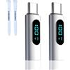YIMATEECO Adattatore da USB C a USB C, 100 W U-SB C Maschio a U-SB C Femmina Display LED PD Tester Adattatore OTG per iPhone 15 Ricarica rapida e trasferimento dati, Altri cavi (2 pezzi, Grigio)