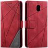 SONWO Cover per Galaxy J5 2017, Flip Caso in PU Pelle Case Cover Portafoglio Custodia per Samsung Galaxy J5 2017, [Kickstand] [Slot per Schede], Rosso