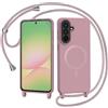 QYFCOU Custodia per Samsung Galaxy S26 Plus con Cinturino Custodia Magnetica Compatibile con MagSafe, Cover in Silicone Liquido da Indossare con Corda - Rosa