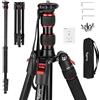 SMALLRIG Treppiede da 68/170 cm, Treppiede Pieghevole in Alluminio, Compatibile con Testine Video da 1/4-20 e 3/8-16, Carico Utile 33 Libbre/15 kg, Altezza Regolabile da 16,1 a 66,9 - 3983