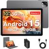 MENTUME Tablet 10 Pollici, Tablet Android 15 con Cover, Unisoc T30 Quad-Core, 18 GB RAM + 128 GB ROM + 1 TB TF, Display HD IPS 1280x800, Fotocamera Doppia 5MP + 8MP, 6000 mAh, WiFi 6, Widevine L1, GPS (K302)
