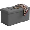 Relaxdays Panca, con Contenitore, Tessuto, Pieghevole, Imbottita, HLP 38 x 76 x 38 cm, Grigio Scuro