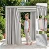 ROOM99 Tenda per esterni con nastro arricciato, 155 x 200 cm di larghezza x altezza per esterni, resistente alle intemperie, impermeabile, protezione solare, da giardino, antivento, grigio chiaro