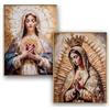 DRW Set 2 quadri Sacro Cuore di Maria con cornice dorata 62x2x82 cm