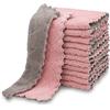 kimteny Confezione da 12 strofinacci da cucina, di alta qualità, super assorbenti, in velluto di corallo, antiaderenti, lavabili con olio, ad asciugatura rapida (rosa-grigio)