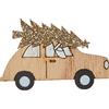 Rayher 46445505 Miniature legno macchina parz.glitterata, naturale, 5,2x3,6cm, con bollino adesivo, bus.blis