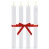 Relaxdays Set di 4 Candele LED a Stecca, Fiamma Tremolante, Vera Cera, Rigate, Senza Fiamma, Bianche, 25x2x2 cm