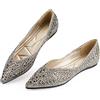 LIYUHANJIALU Ballerine Scarpe Donna Strass Punta Testa Ballerine Confortevole Morbido Memory Foam Soletta Piatta Scarpe per Le Donne Confortevoli Scarpe Abito, Argento, 40.5 EU