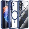 Hensinple Custodia per Samsung Galaxy A55 5G, A55 5G/A35 5G, custodia con pellicola protettiva, magnetica, militare, antiurto, robusta, sottile, trasparente, per Samsung A55 5G/A35 5G (blu)