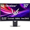 LG UltraGear 37G800A Monitor Gaming 37 UHD 4K, 165Hz, 1ms (GtG), 16:9 curvo, HDMI 2.1, USB-C (65W), Speaker 10W, AMD FreeSync Premium Pro, VRR, HDR 600, AUX, Stand regolabile, Nero