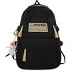 FANDARE Unisex Zaini Casual Uomo Donna Borse a zainetto Borsello con un ciondolo carino Zaino quotidiani Borsa ufficio giorno Ragazza Sacca Viaggio School Bag Daypacks Nero