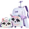 HTgroce Zaino Scuola Bambino Trolley, Zainetti Trolley Zainetto Ragazza Con Ruote Regolabile Pull Rod per Scuola Viaggio