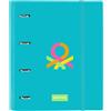 safta BENETTON SUMMER - Cartellina 4 anelli da 35 cm con 100 fogli A4, ideale per bambini di diverse età, comoda e versatile, qualità e resistenza, 27 x 3,5 x 32 cm, blu, M, Casual