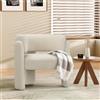 COLAMY Poltrona lounge moderna Velvet Poltrona Imbottita Soggiorno Comoda Rotonda 3 Gambe per Salotto Camera da Letto Angolo Lettura Crema