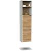 MUEBLES PITARCH Colonna da bagno sospesa Hardware inclusi, Armadio da bagno con 4 ripiani, 2 porte, bianco/rovere oro, 150 x 36,5 x 30 cm (altezza x larghezza x profondità), mobile ausiliario, moderno
