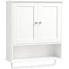 VASAGLE SIREN Collezione - Mobile da Bagno Sospeso con Barra Porta Asciugamani, Armadietto da Parete con Ripiano Aperto, Ripiano Regolabile e Ante, Stile Rustico, Bianco Nuvola BBK149WB01