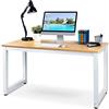 BAKAJI Scrivania Tavolo da Lavoro Porta Pc Computer Piano in Legno MDF con Struttura in Metallo Arredamento Casa Ufficio Cameretta Design Moderno Dimensione 120 x 60 x H70 cm