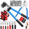 SBGGRL Pinza crimpatrice per capicorda batteria con kit taglierina per cavi per capicorda da 1/0,2,4,6,8,10 AWG, 80 capicorda ad anello in rame stagnato e 100 guaine termorestringenti