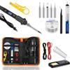 ChaneeHann Kit saldatore professionale da 80 W, temperatura regolabile da 180 °C a 500 °C con display LCD, interruttore ON/OFF, 5 ugelli di saldatura, pompa dissaldante