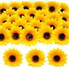 HVIHWI 30 teste di girasole artificiali, 9 cm, fiori artificiali, girasoli, fiori di seta, girasole, fiori gialli, fiori decorativi per fai da te, matrimonio, giardino, feste, artigianato