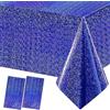 MORAINJAY 2 Pezzi Tovaglie Blu Iridescente per Feste,137x274cm Tovaglia Olografiche Lucida Rettangolare Impermeabile Facile da Pulire,Decorazione per Compleanni,Matrimoni,Eventi