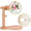 Poweka Supporto per Punto Croce in Legno con Telaio per Ricamo, Supporto da Cucito in Legno Regolabile ad Alta e Angolo, Supporto per Cerchio Ricamato per Tavolo con Telaio Punto Croce da Poweka