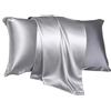 Nazaz Set di 2 Federe in Seta per Cuscini Letto (50x80 cm) - Lusso Ipoallergenico, Morbidezza Superiore, Ideale per Capelli e Pelle, Chiusura a Busta - Eleganza e Comfort per Ogni Stagione (Grigio)