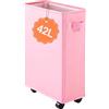 IHOMAGIC Cesto Portabiancheria Salvaspazio 42L, Porta Biancheria con Ruote, Cesto Panni Sporchi Con Copertura in Rete con Coulisse, Porta Biancheria Sporca per Famiglie, Alberghi, Appartamenti, Rosa