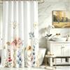 Lerores - Tenda da doccia 180 x 160 cm, con motivo floreale, orlo appesantito, antimuffa, in tessuto impermeabile, lavabile, in poliestere, per bagno, vasca da bagno con 12 anelli per tenda da doccia