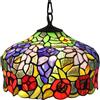 Bieye Lampada a sospensione da soffitto in vetro colorato stile Tiffany con motivi di glicine e rose, per l'arredamento della casa. (Multicolore, 12 Zoll breit)