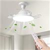 YISUN Ventilatore da Soffitto con Luce LED, 57CM Ventilatore da Soffitto con Invisibile Pale Retrattili, E27 Silenzioso Lampadario con Telecomando,Tempistica, 3 Tonalità Dimmerabile & 3 Velocità