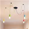 GBKDQQ Lampadario a sospensione a forma di ragno, a 4 luci, regolabile, colorato, E27, stile industriale vintage, lampada da soffitto Spider per soggiorno, camera da letto, caffetteria, ristorante