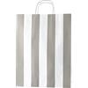 Thepaperbagstore 20 Sacchetti carta righe grigie/bianche 25x11x31cm | Sacchetti kraft riciclabili con manici robusti, ideali per regali, negozi, feste ed eventi.