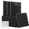Soundsbay Pannelli Fonoassorbenti 12 Pezzi Nero (con Adesivi Biadesivo) | Riduzione dell'eco per Trattamento acustico, Pannello fonoassorbente, 30x30x2.5cm