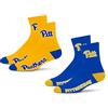 For Bare Feet NCAA Pittsburgh Panthers Quarter Sock Two Pack Team Colors Large