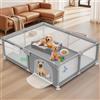 Gimars Recinto per Cuccioli 180 x 150 x 66 cm con Porta, per Cuccioli o Cani di Piccola Taglia, Box Robusto per Animali, Rete in Nylon Rinforzata, Uso Interno ed Esterno, Lavabile
