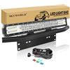 SKYWORLD Barra LED Fuoristrada, Tri riga 23 pollici 324W Spot Flood Combo Faro di guida con piastra di supporto nero Kit staffa di 12V Rocker cablaggio Kit camion ATV Auto