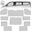 Soekodu Parasole per Parabrezza per Camper, Compatibile con Ford Transit Custom LWB 2012-2022, Set di 8 Parasole Pieghevole, Protezione Termica Interno con Custodia, 100% Occlusione