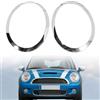 JAOGAUS 2 Pacs Anello Fanale Compatibile con BMW MINI COOPER R55 R56 R57 R58 R59 2007-2015, Fanali Anteriori Sinistro e Destro Anello Decorativo, Car Faro Testa Fanale Telaio Anelli Cover (Argentato)