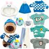 WESOPAN Capybara, set di 11 peluche, 25 cm, Capibara con 10 capi e accessori per bambini, gioco di ruolo e travestimento (11 pezzi blu)