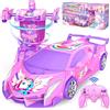 HappyGoLucky Unicorno Macchina Telecomandata per Bambini Bambina, 2.4GHz & 360° Rotazione Trasform Robot Giochi Regalo Bambina 3 4 5 6 7 8 9 Anni Femmina, Auto Radiocomandata Giocattoli per Natale Compleanno