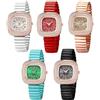 JewelryWe Orologio da donna con cinturino elastico luminoso, con zirconia cubica e diamante scintillante, analogico, al quarzo, in acciaio inossidabile, bracciale elastico, orologio casual da donna