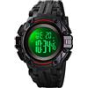 TONSHEN Sportivo Orologio Uomo 50M Impermeabile LED Elettronico Digitale Allarme Cronometro Orologi da Polso (Rosso)