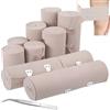 Kuvarix 10 Fasce Elastiche, Bende Elastiche di Compressione, 4 Misure (5/7,5/10/15 cm), Fasce Elastiche Lavabili con Clip in Metallo, Ideali per Polso, Caviglia, Ginocchio e Pronto Soccorso
