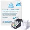 Double Dragon, 20 rotoli di carta termica per ricevute, 57 x 40 mm, per macchine per carte di credito e terminali PDQ, compatibile con Ingenico, Verifone, Barclays, Pax, Worldpay, Sagem, Spire, senza