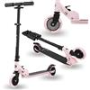 HyperMotion Monopattino Willy pieghevole per bambini 3-8 anni, manubrio regolabile in altezza, ruote in gomma, piattaforma antiscivolo, carico fino a 40 kg, nero/rosa