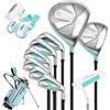 PGM Set completo di mazze da golf da donna, 9 pezzi, 2 legno (#1,5), 6 ferri (#6, 7, 8, 9, PW, SW), 1 putter - con borsa da golf - asta in grafite