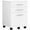 HOOBRO Schedario da Ufficio, Armadietto Portadocumenti, Mobile d'Ufficio a 3 Cassetti, per Cartellette Sospese, Rotelle Girevoli, Stabile, Stile Industriale, Bianco EWW02WJ01G1